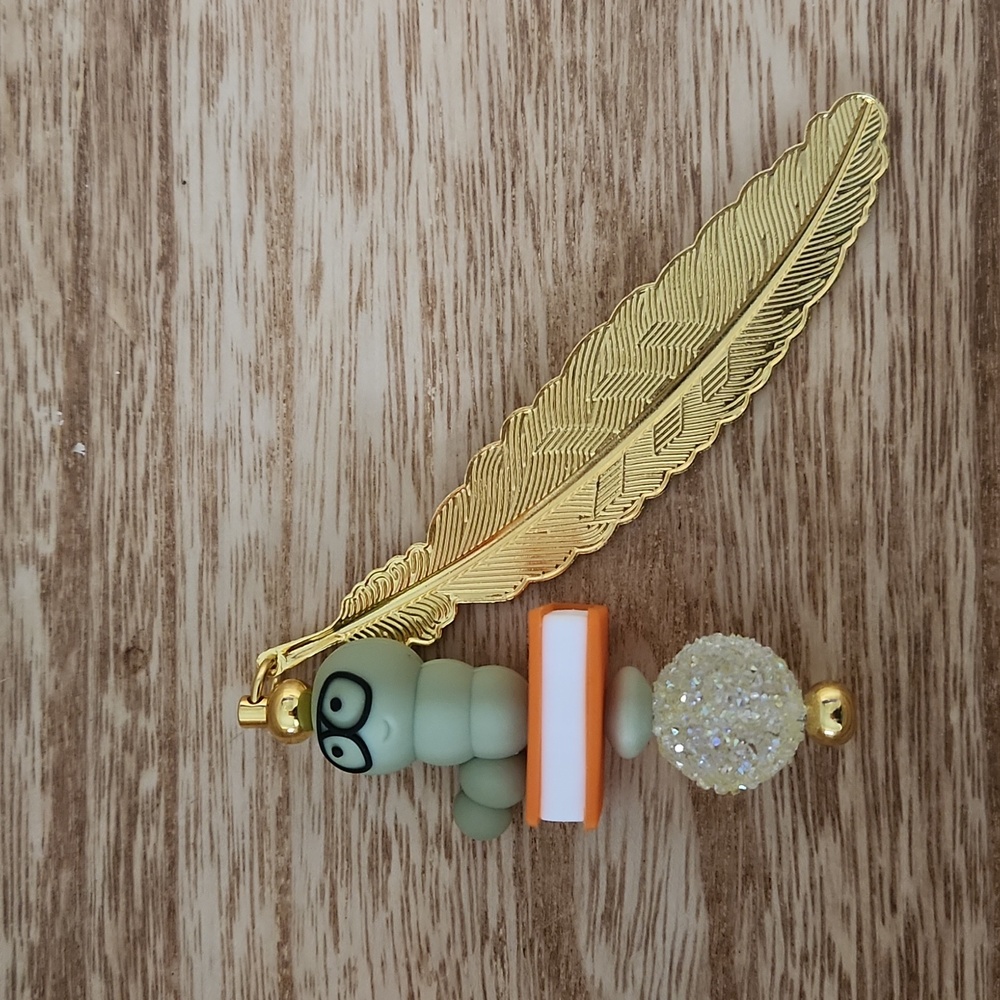 Beaded bookworms bookmark
